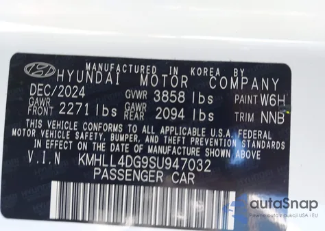 2025 Hyundai Elantra Se from USA, damaged, VIN KMHLL4DG9SU947032